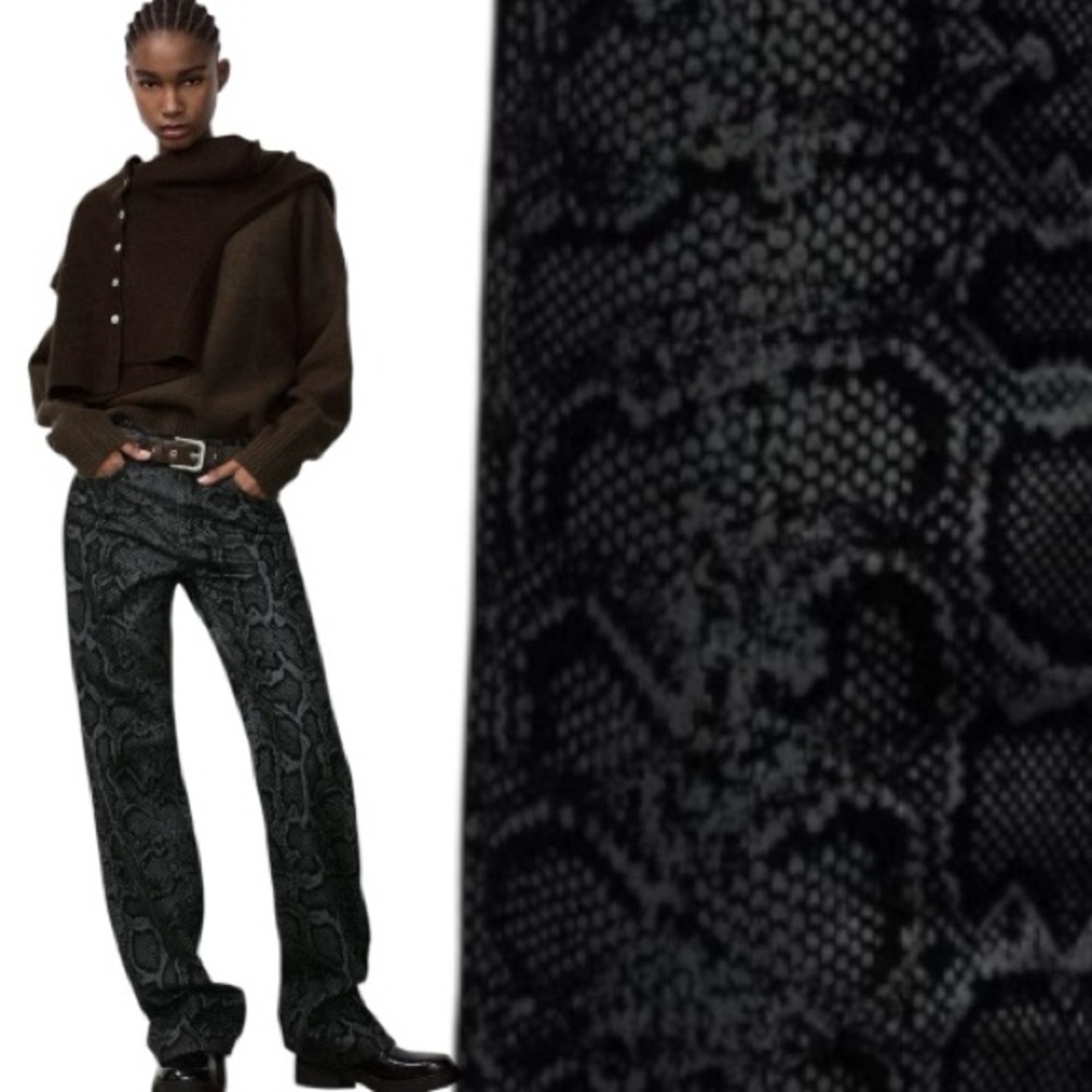 ZARA Flocked Animal Print Jeans size 8